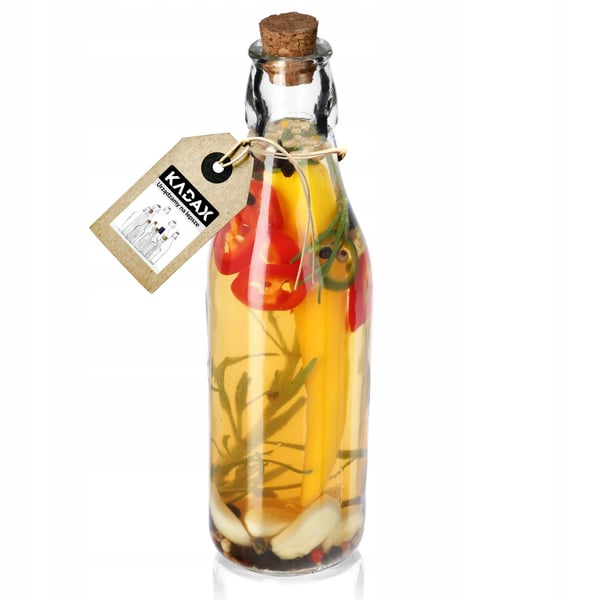 Glasflaske - Olie- og eddikeflaske - 225 ml Kapacitet - Med Prop - Til Olivenolie
