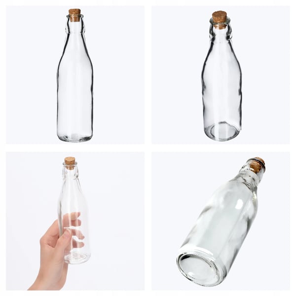 Glasflaske - Olie- og eddikeflaske - 225 ml Kapacitet - Med Prop - Til Olivenolie