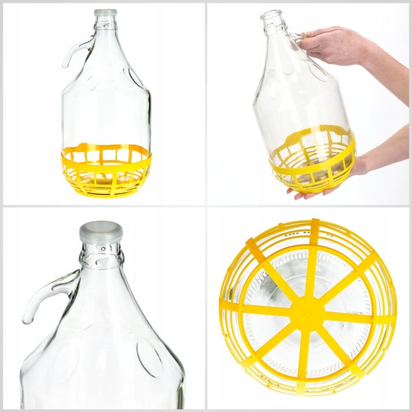 Vinballon i glas - Damejeanne 6 stk. - 5 l - Med kurv - Prop medfølger - Fødevaregodkendt
