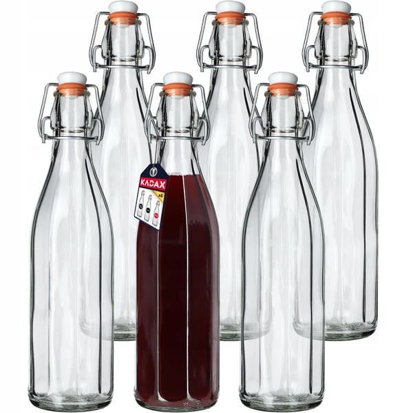Glasflaske - Tinktur-/juiceflaske - 500 ml - Med korkprop - 6-pak - Genanvendelig