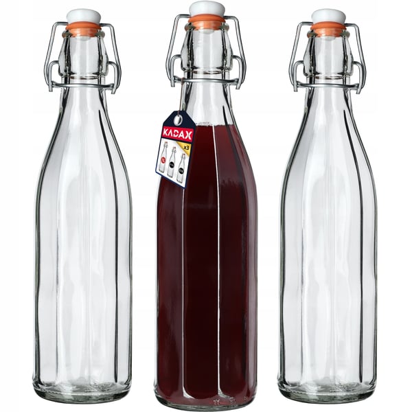 Glasflasker - Sæt 3-pak - 1 l (1000 ml) - Til tinkturer, vin, likør og snaps