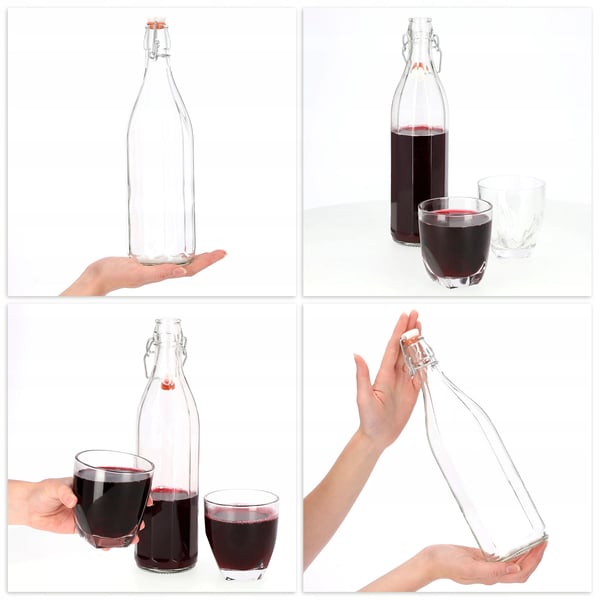 Glasflasker - Sæt 3-pak - 1 l (1000 ml) - Til tinkturer, vin, likør og snaps