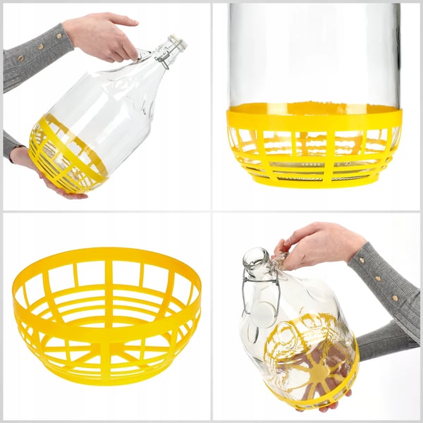 Vinballon/Damejeanne - Sæt 6x 5 l - Til Vin - Med Beskyttelseskurv - Inkl. Prop