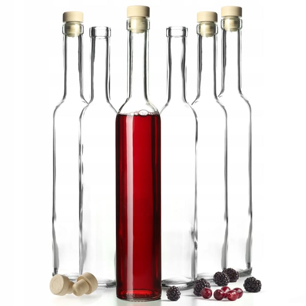Glasflaskor - För tinkturer och likör - 6-pack - 500 ml (0,5 l) - Korkpropp - Hals Ø19 mm