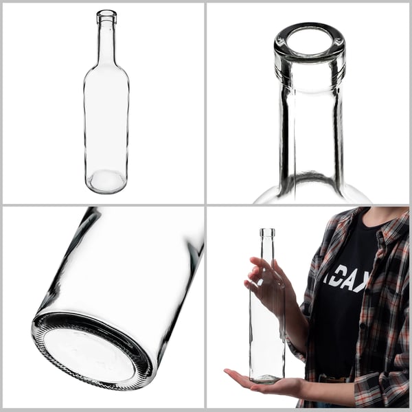 Vinflaskor - Glasflaskor - 750 ml - Klarglas - Utan Kork - 10-pack