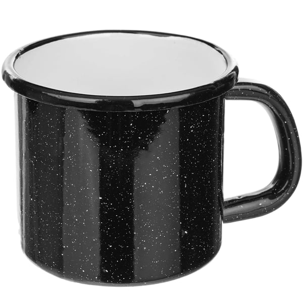 Emaljekrus - Campingkrus - 400 ml - Slidstærk emalje - Let - Sort