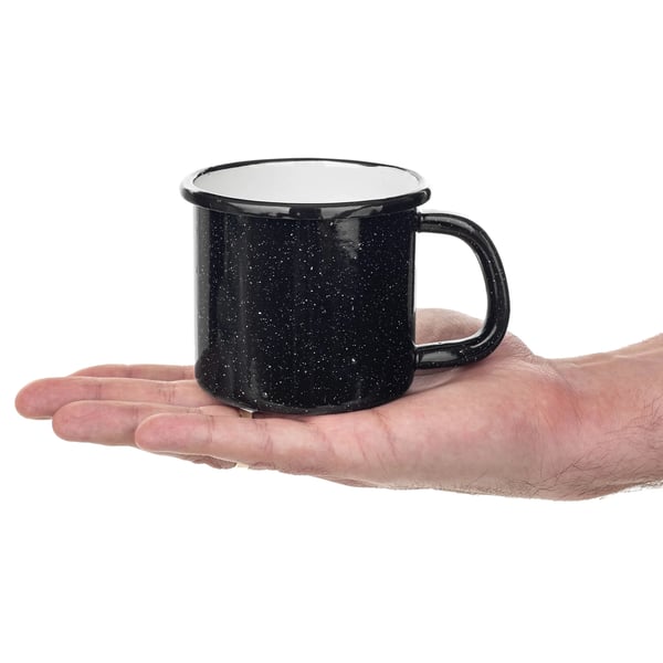 Emaljekrus - Campingkrus - 400 ml - Slidstærk emalje - Let - Sort