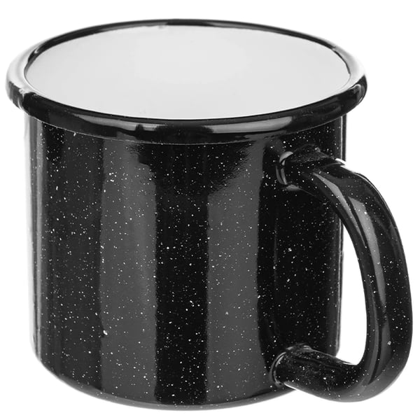 Emaljekrus - Campingkrus - 400 ml - Slidstærk emalje - Let - Sort
