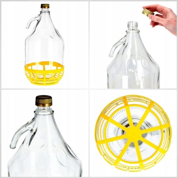 Vinballon - Glasballon 5 L x2 - Med kurv - Til vin/gæring - Inkl. prop