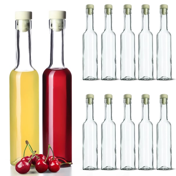 Glasflaskor - 12-pack - 250 ml - För tinkturer/likörer - Med kork - Ø17 mm