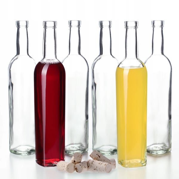 Glasflaskor - Tinkturflaskor 500 ml - 6-pack - Med korkpropp Ø19 mm - För likör och tinkturer