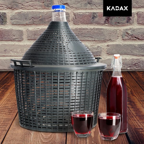 Glasflaske - Til vin, tinktur, juice - 1 l - Med korkprop - 6 stk