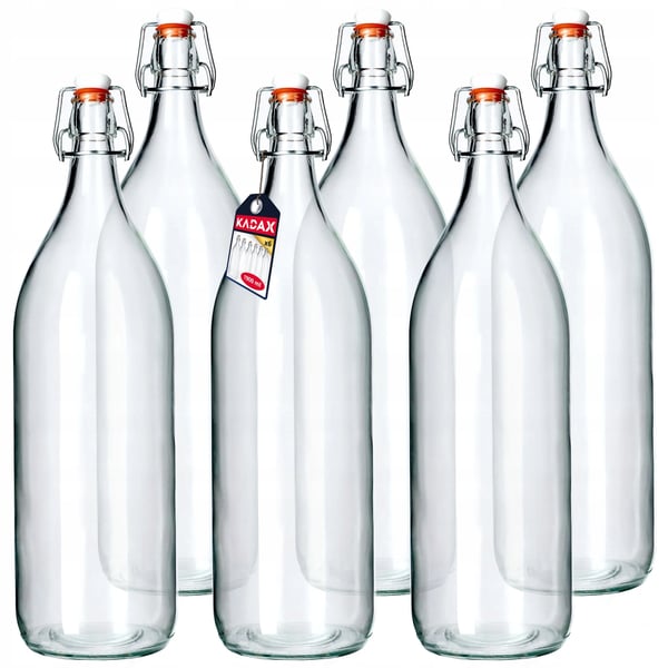 Glasflaskor - Set med 6 - Volym 2 l - Med kork - För tinktur, juice, vin