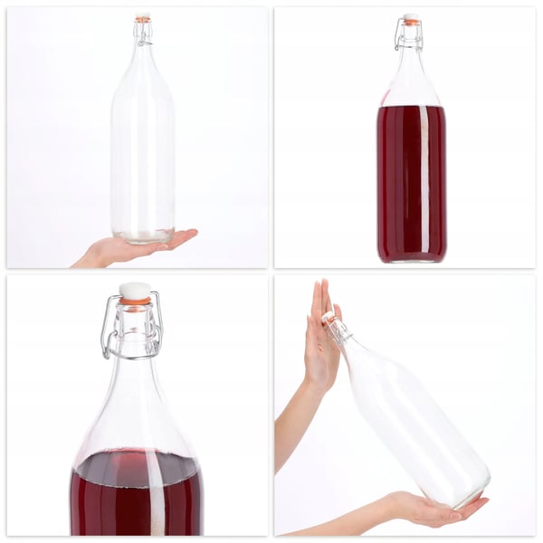 Glasflasker - Sæt med 6 - Volumen 2 l - Med korkprop - Til tinktur, juice, vin