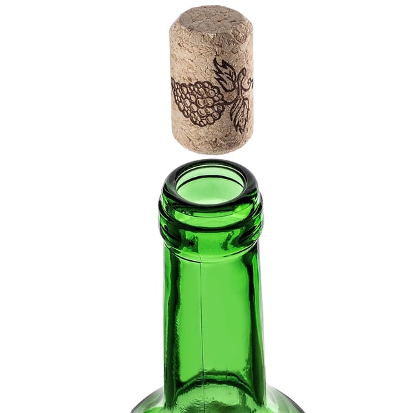 Vinflasker i glas - 750 ml - Sæt 30 stk - Med Agglomereret Korkprop - Grøn