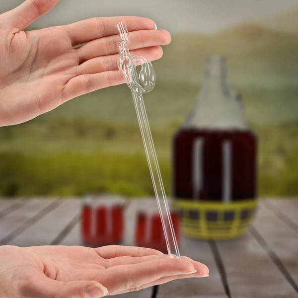 Vinballon - Demijohn - 15 liter - Med kurv - Prop med rør - Sæt - FCM-certificeret