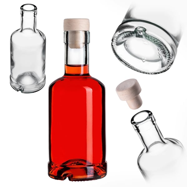 Glasflaskor - 250 ml med syntetisk kork - 10-pack - Påfyllningsbara - Klarglas