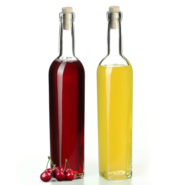 Pullosetti - Pullot tinktuureille - 2 kpl - 500 ml/kpl - Korkkitulppa - Suuaukko Ø19 mm