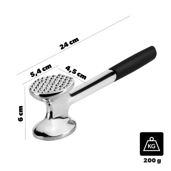 Kødhammer - Kødmører - Dobbeltsidet - Aluminiumlegering - Robust metal - Til koteletter og schnitzel - CE/EU-godkendt