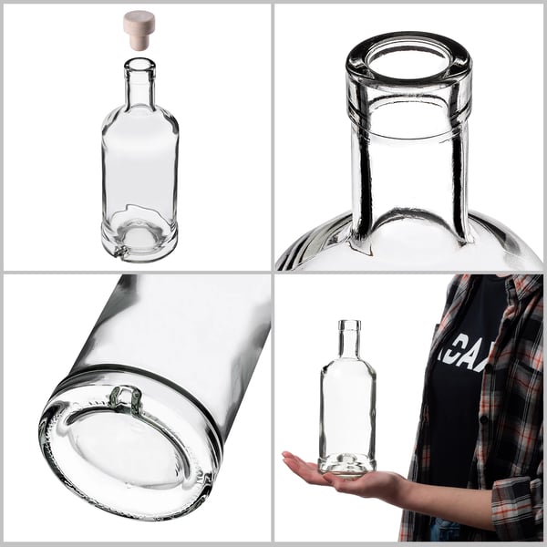 Glasflaskor för alkohol - Flaskset - 500 ml - Syntetkork - 10-pack - För sprit, vin, likör
