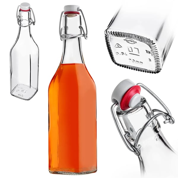 Glasflaske - Patentlukning (Swing Top) - 500 ml - Lufttæt - 3-pak