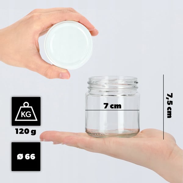 Glaskrukker - Konservesglas 200 ml - 10-pak - Skruelåg Ø66 mm - Til Honning & Syltetøj - Klart Glas