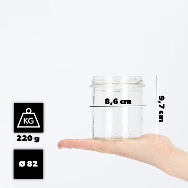 Glaskrukker - Honning- og syltetøjsglas - 350 ml - Skruelåg Ø82 mm - 10-pak