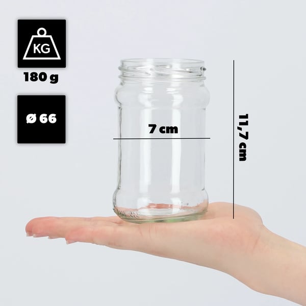 Honning- og syltetøjsglas - Skruelåg Ø66 mm - 315 ml - 10 stk - FCM-certificeret