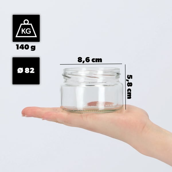 Glaskrukker - Sylteglas 250 ml - 10-pak - Fødevaregodkendt FCM - Til honning, marmelade, lys