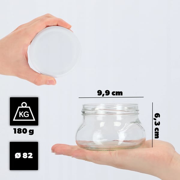 Konserveringsburkar i glas - 10-pack 300 ml - Skruvlock Ø 82 mm - För sylt & honung - Livsmedelsgodkända