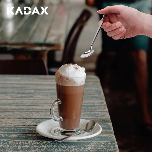 Kaffeskeer - Lange teskeer - Til latte, te og dessert - Sæt med 4 - Til høje glas - Sølvfarvet