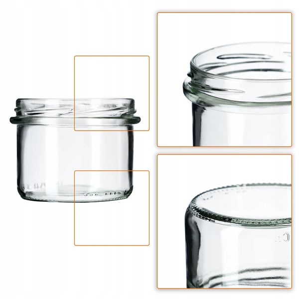 Sylteglas - Konservesglas - 10-pak - 235 ml - Gevind Ø 82 mm - FCM-certificerede - Til paté, sylt og opbevaring