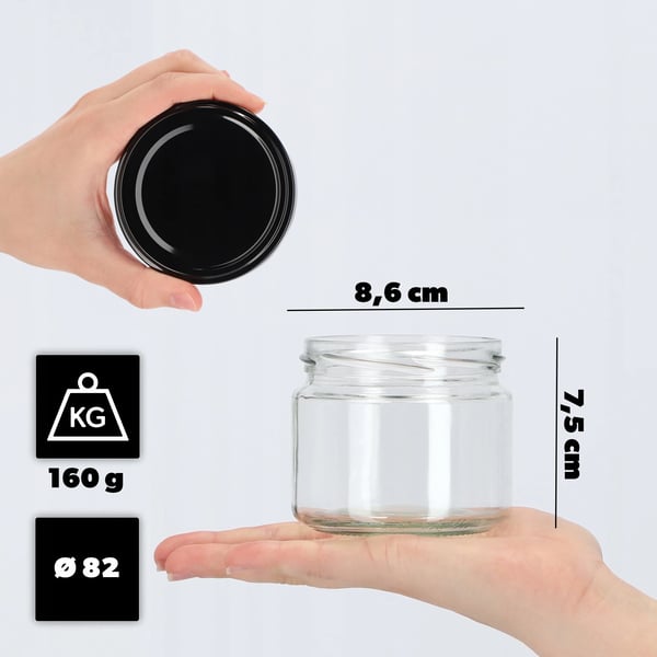 Glaskrukker 10-pak - Sylte- og marmeladeglas 330 ml - Skruelåg Ø82 mm - Til marmelade og honning - Glas - FCM-certificeret