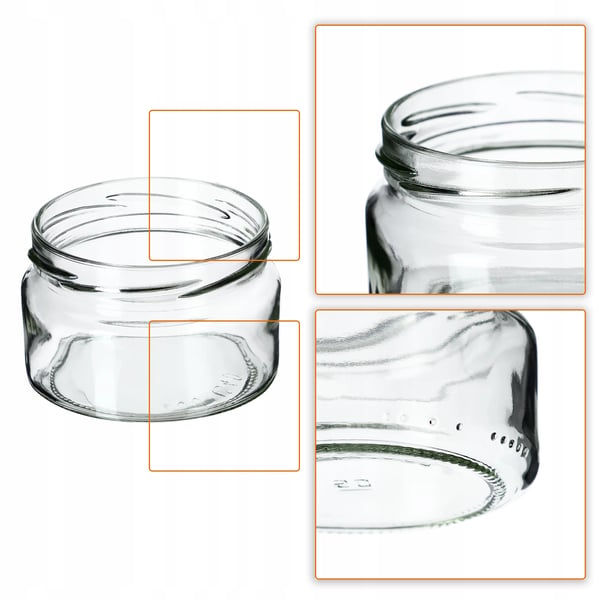 Glaskrukker - Honningglas 250 ml - 10-pak - Skruelåg Ø 82 mm - FCM-godkendt til fødevarer - Klare Glaskrukker - Honningglas 250 ml - 10-pak - Skruelåg Ø 82 mm - FCM-godkendt til fødevarer - Klare