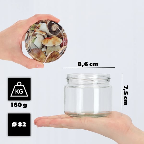 Glasburkar - Syltburkar & Honungsburkar - 10-pack - 330 ml - Skruvlock Ø82 mm - Livsmedelsklass FCM