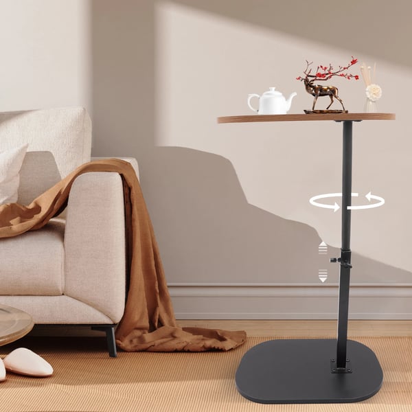 Sidebord - C-formet - Højdejusterbart 45–80 cm - Bordplade 45×30 cm - Maks. 7 kg - Lille sofabord til inde/ude - Lysegrå