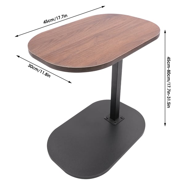 Sidebord - C-formet - Højdejusterbart 45–80 cm - Bordplade 45×30 cm - Maks. 7 kg - Lille sofabord til inde/ude - Lysegrå