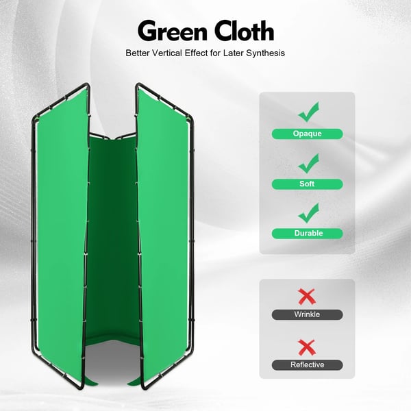Studiobakgrund - Green Screen med stativ - 4 x 2,4 m - Chroma key - Polyesterduk - Golvstående metallstativ - Rörtjocklek 0,8 mm - Grön
