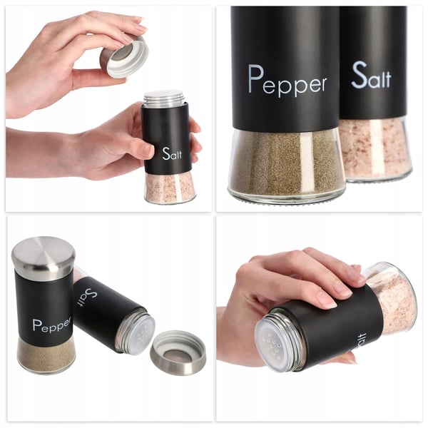 Salt- og pebersæt - Drysser/Krydderiglas - Kapacitet 2×150 ml - Rustfrit stål