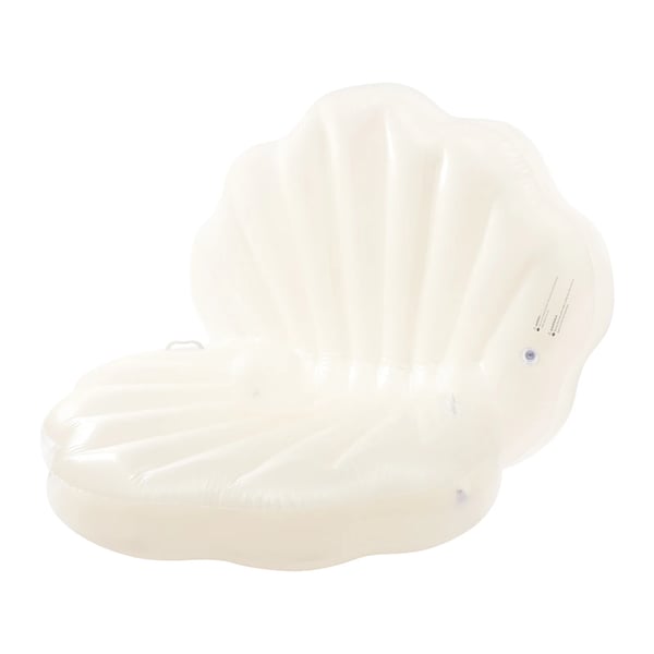Snäckformad poolmadrass - Uppblåsbar poolflotte - 120×120×120 cm - PVC - 2 handtag - Pärlboll - Vuxna & barn - Vit