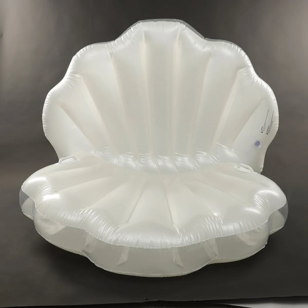 Muslingeformet poolmadras - Oppustelig poolflåde - 120×120×120 cm - PVC - 2 håndtag - Perlekugle - Voksne & børn - Hvid