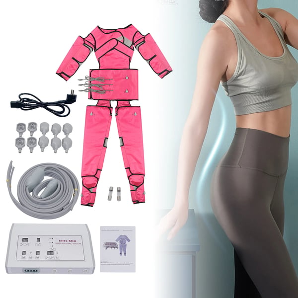Helkrops Pressoterapi Dragt - Massageapparat - Lufttryksmassage & Infrarød Varme - 1–7 Niveauer - LED-display - <50 dB - 400 W 220 V - Pink