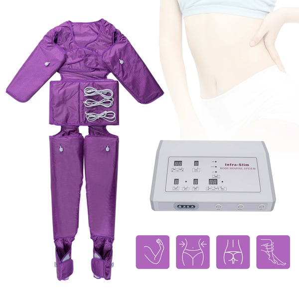 Pressoterapi massagedragt - Helkrop - Infrarød varme - Lufttryk 1–7 niveauer - 6 tilstande - LED, 400W 220V - Lilla
