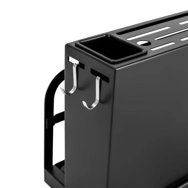Veitsiteline - Veitsiblokki - Hiiliteräs - L‑muoto - Pöytä-/seinäkiinnitys - Kantavuus 25 kg - Tilaa 8–10 veitselle, terä enint. 20 cm