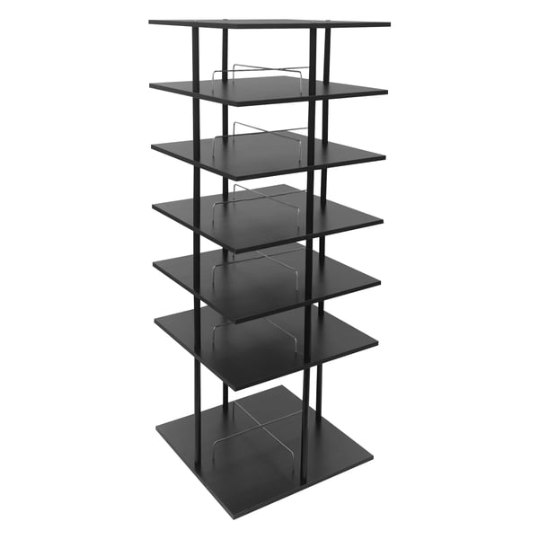 Kenkäteline - Pyörivä Kenkätorni - 24 Paria - 360° Kääntyvä - 6 Tasoa - 57×57×155 cm - Lattiamalli - Musta