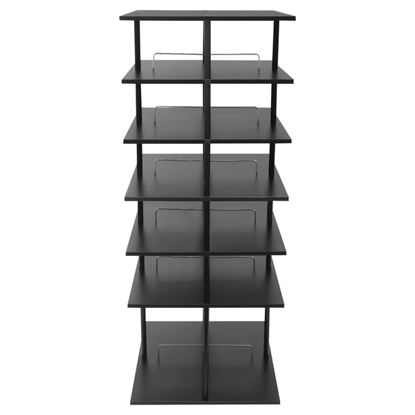 Skoreol - Roterende Skostativ - 24 Par - 360° Drejbar - 6 Niveauer - 57×57×155 cm - Gulvstående - Sort
