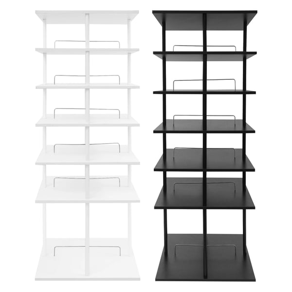 Skoreol - Roterende Skostativ - 24 Par - 360° Drejbar - 6 Niveauer - 57×57×155 cm - Gulvstående - Sort