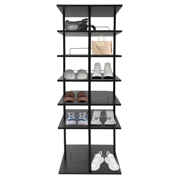 Skoreol - Roterende Skostativ - 24 Par - 360° Drejbar - 6 Niveauer - 57×57×155 cm - Gulvstående - Sort