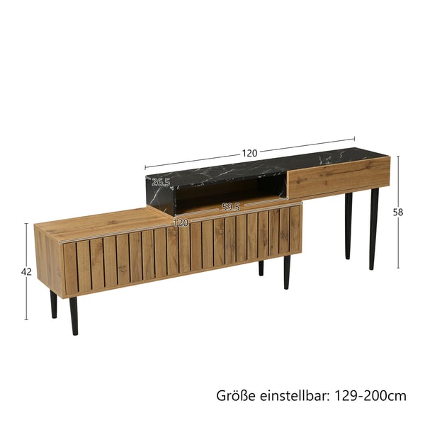 TV-bord - TV-møbel - Moderne Design - Pladsbesparende - Jernben - PVC-kant - Kræver Montering - Sort