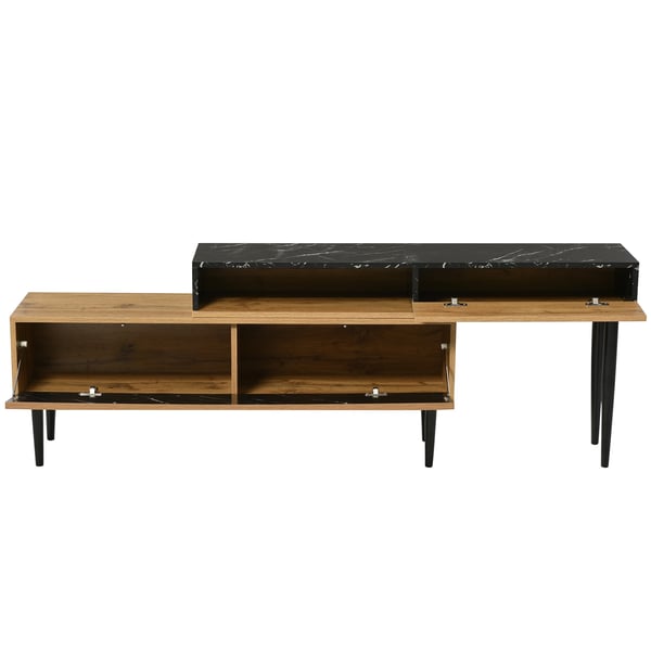 TV-bord - TV-møbel - Moderne Design - Pladsbesparende - Jernben - PVC-kant - Kræver Montering - Sort